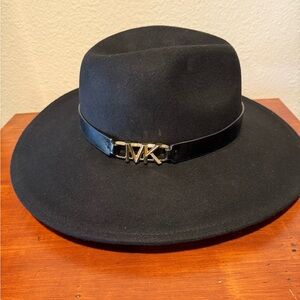 Michael Kors Black Fedora with Gold Logo